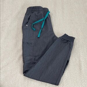 Figs Charcoal Joggers with Teal Drawstring